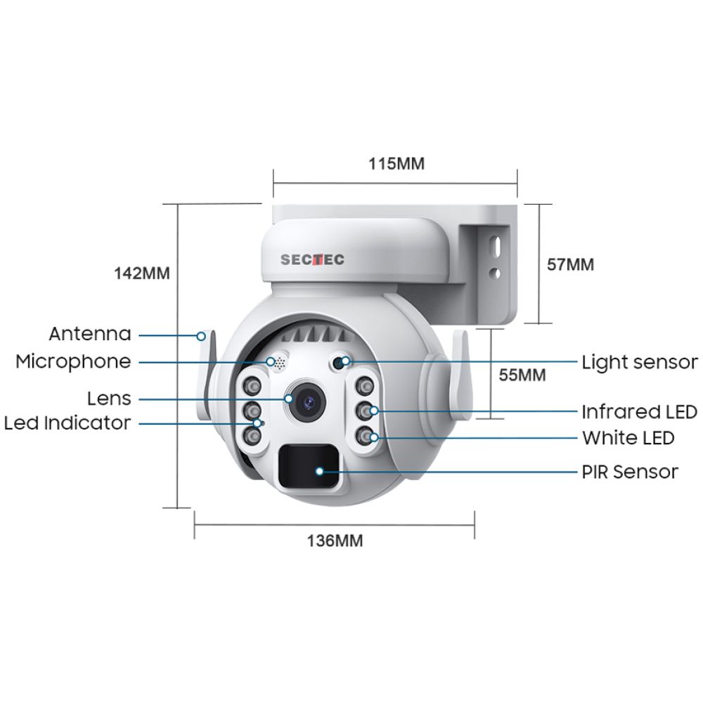 SECTEC smart ηλιακή κάμερα ST-515C-3M-5W, 3MP, WiFi, SD, PTZ, IP65 - Image 4