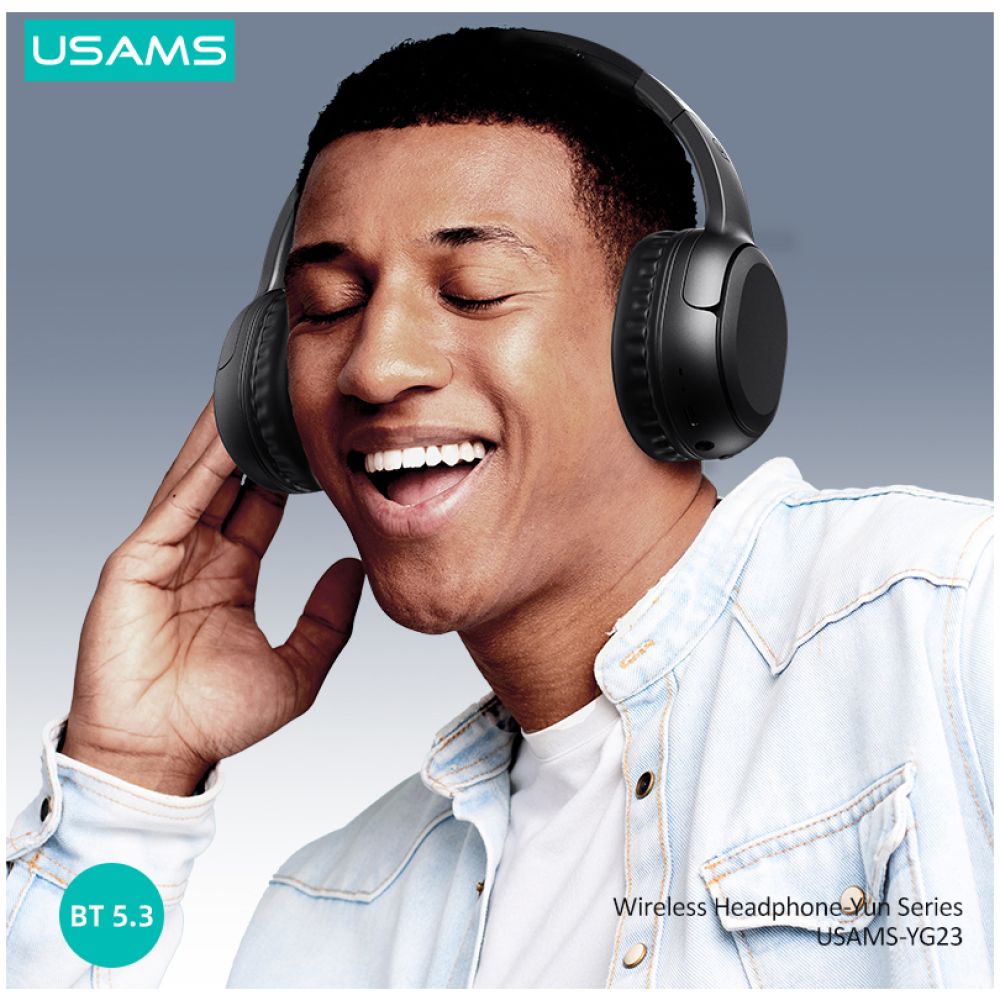 USAMS headphones YG23, ασύρματα & ενσύρματα, Φ40mm, 300mAh, μαύρα - Image 2