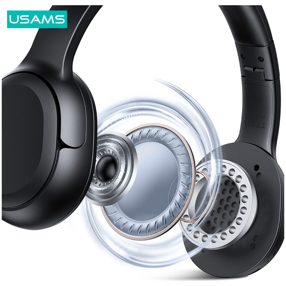 USAMS headphones YG23, ασύρματα & ενσύρματα, Φ40mm, 300mAh, μαύρα - Image 4