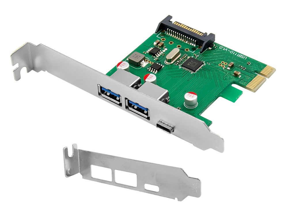 POWERTECH κάρτα επέκτασης PCIe σε 2x USB & 1x USB-C ST627, 5Gbps, 66x68mm