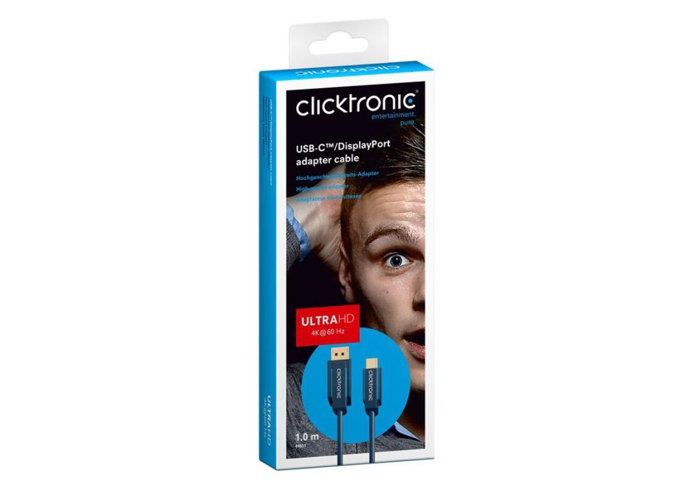 CLICKTRONIC καλώδιο DisplayPort σε USB Type-C 44931, 4K/60Hz, 1m, μπλε - Image 2