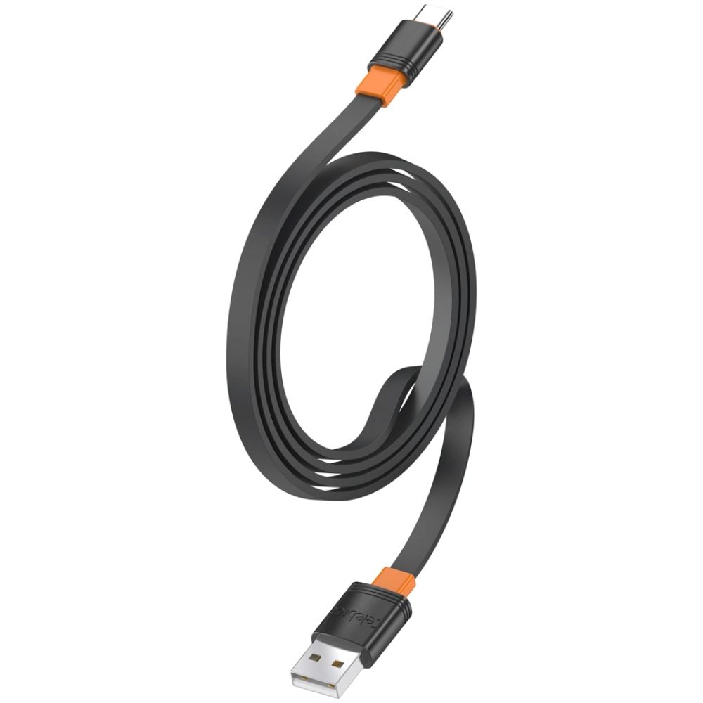 CELEBRAT καλώδιο USB-C σε USB CB-33C, flat, 3A, 1m, μαύρο - Image 2