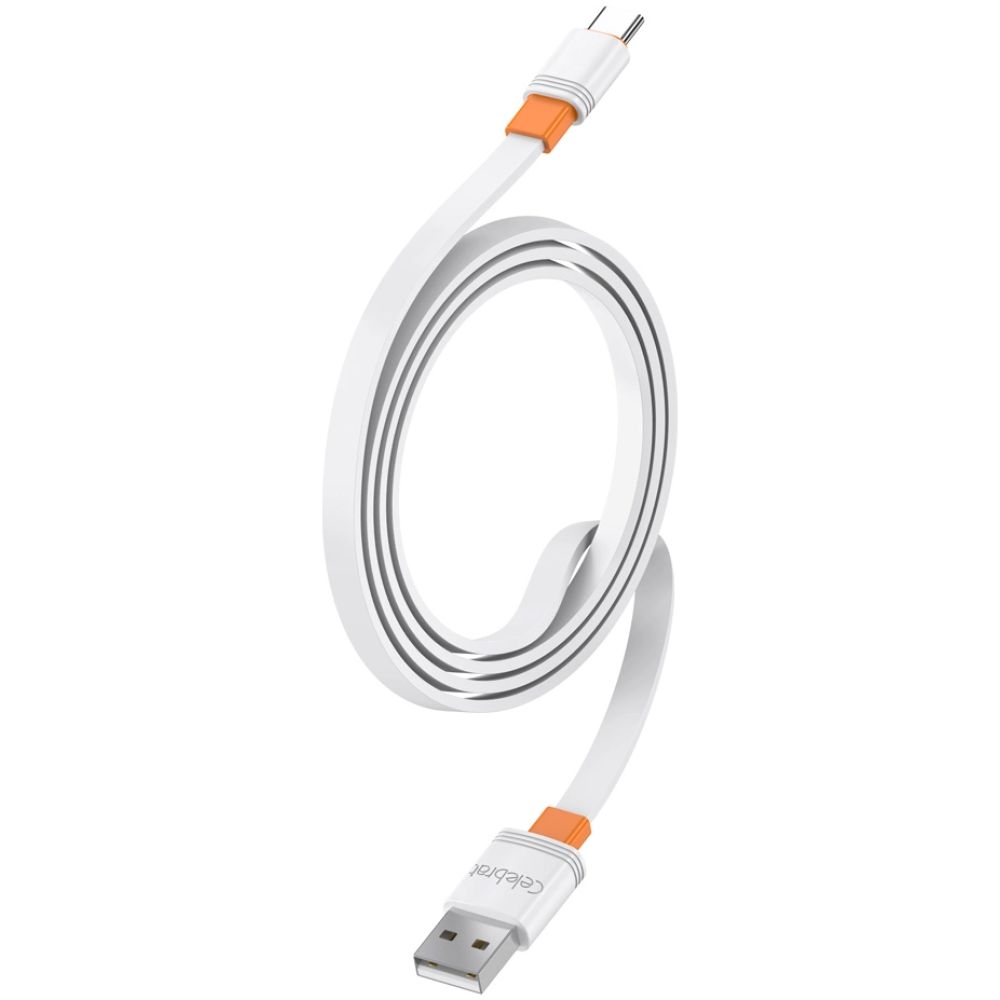 CELEBRAT καλώδιο USB-C σε USB CB-33C, flat, 3A, 1m, λευκό - Image 2