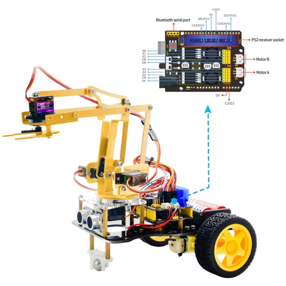 KEYESTUDIO 4DOF mechanical robot arm car kit KS0520, για Arduino - Image 5