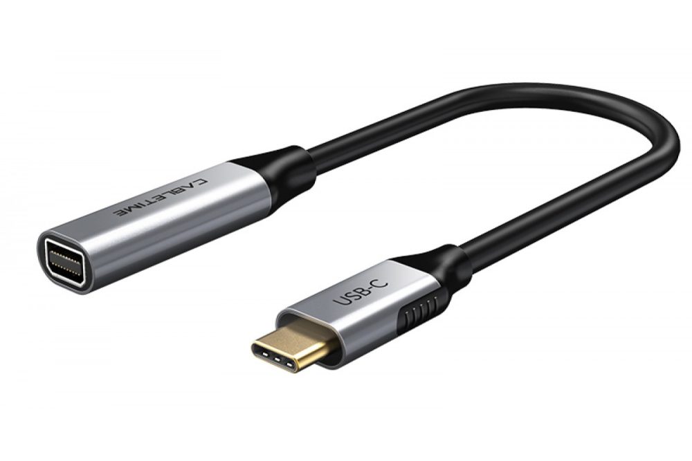 CABLETIME καλώδιο USB-C σε Mini DisplayPort C160, 4K, 0.15m, μαύρο